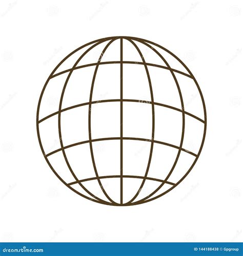 Earth Globe With Parallels And Meridians Isolated Icon Stock Vector