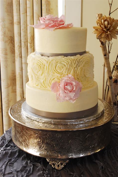 Buttercream Rosette Wedding Cake Gumpaste Flowers