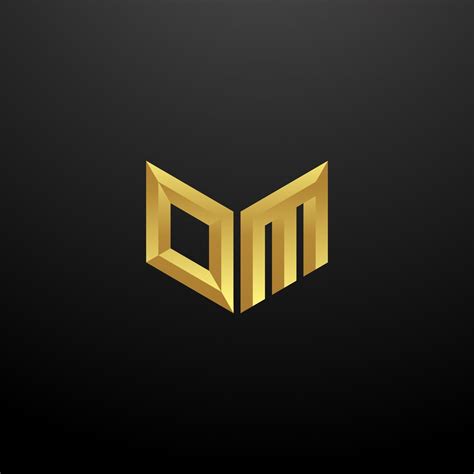 Om Logo Monogram Letter Initials Design Template With Gold 3d Texture