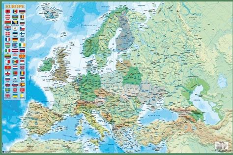 Poster Quadro Mappa Politica E Fisica Delleuropa Su Europostersit