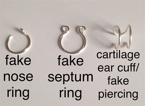Set Of Three Fake Piercingsfake Nose Ringfake Septum Etsy Fake