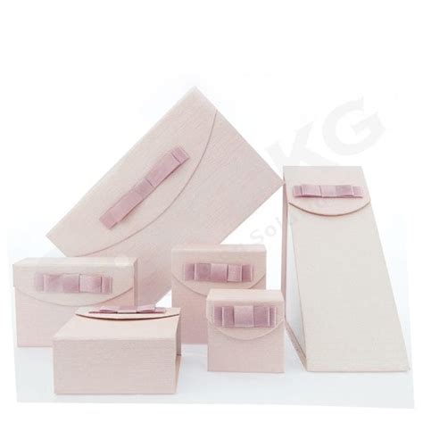 Customized Pink Jewelry Paper Box With Bow Custom Paper Packaging Box