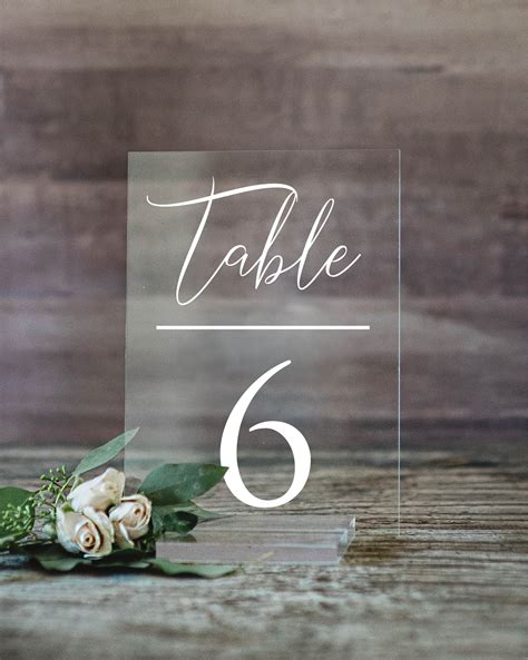 Wedding Table Numbers With Holders Clear Acrylic Wedding Etsy