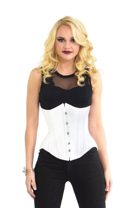 Lara White Cotton Underbust Steel Boned Corset Glamorous Corset