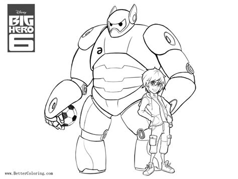 Hiro And Baymax From Big Hero Coloring Pages With Football Free