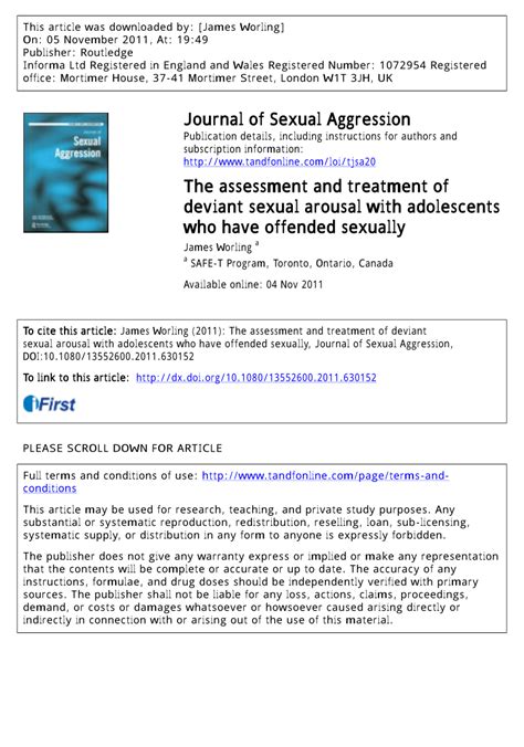 pdf the assessment and treatment of deviant sexual arousal with adolescents who have offended