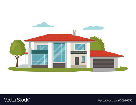 Modern House Cartoon Flat Royalty Free Vector Image