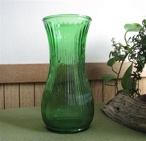 Green Hoosier Glass Flower Vase 4087 A Emerald Ribbed Florist