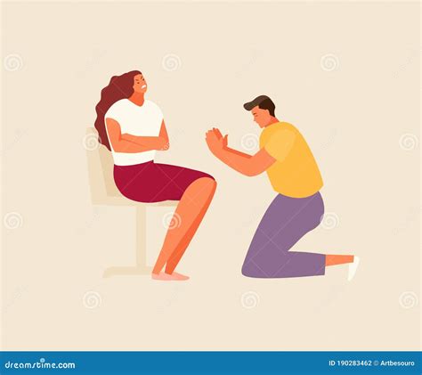 Sorry Man Apologizes To Woman Stock Vector Illustration Of Emotion