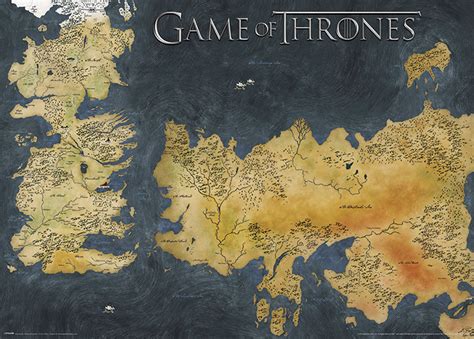 Game Of Thrones Westeros And Essos Antique Map Poster Sold At