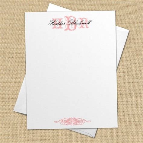 Fancy Monogram Set Of 8 Custom Personalized Flat Note Cards Etsy