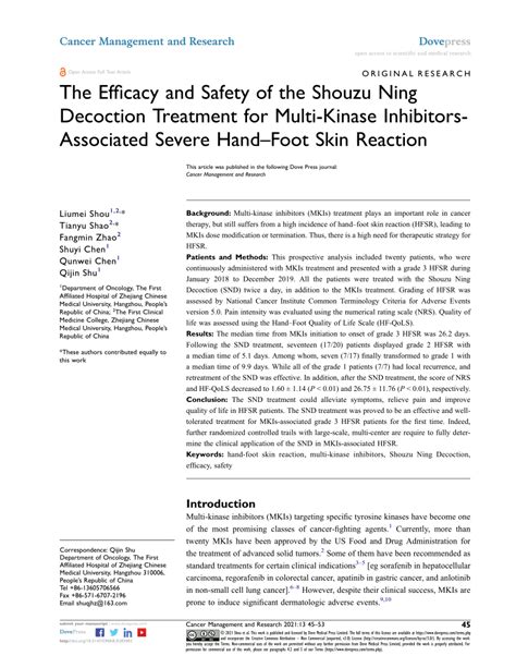 Pdf The Efficacy And Safety Of The Shouzu Ning Decoction Treatment