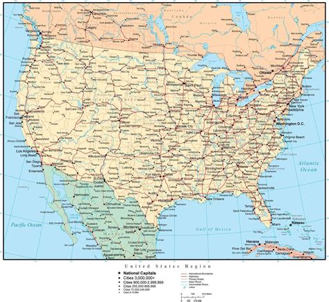 United States Map With Major Cities Printable