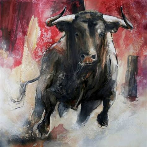 Charging Bull Painting Bull Painting Bull Art Cow Art