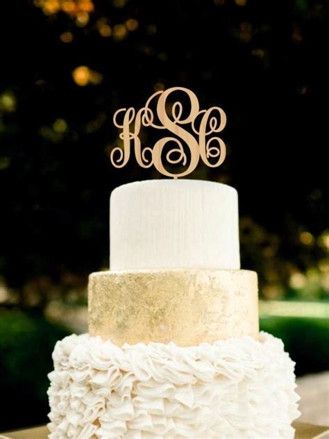 Wedding Cake Topper Monogram Wood Cake Topper Custom Rustic Cake Topper