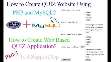 How To Create Quiz Website Using PHP And MySQL Part 1 With Source