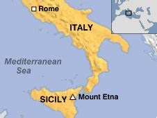 Mount etna is here because the tectonic plate of europe (carrying mainland italy and sicily) is colliding with and overriding the african plate. Mt Etna is Located on the Island of Sicily which is part ...