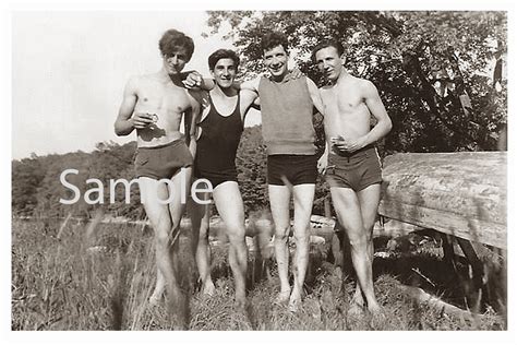 1929 Photo Reprint Near Nude Men Bulge In Swim Suits At A Lake Etsy New Zealand