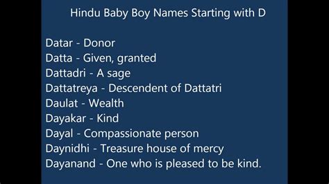 Indian Hindu Baby Boy Names Starting With D Youtube