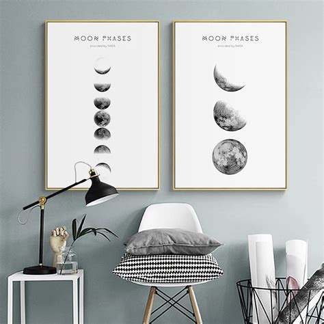 Minimalist Luna Wall Art Moon Phase Canvas Posters And Prints Abstract
