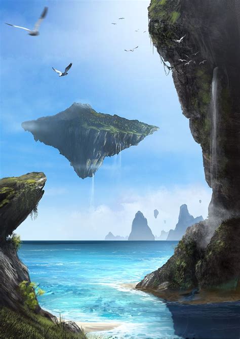 The Floating Island Fantasy Landscape Environment Concept Art
