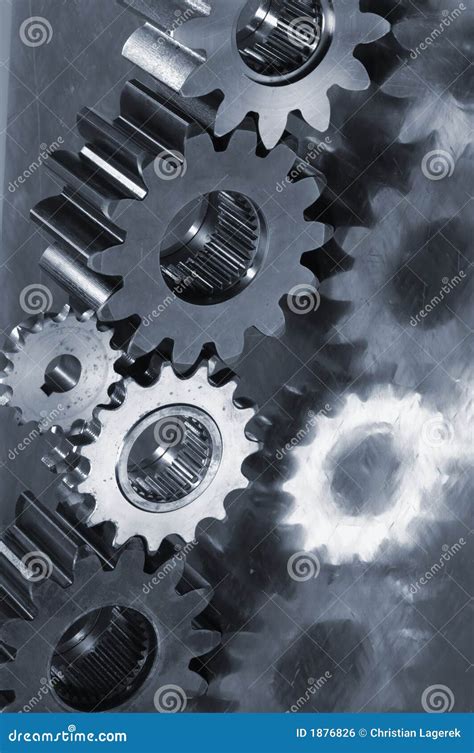 Gear Machinery In Metallic Blue Idea Stock Photo Image Of Engineering
