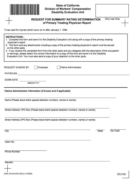 Of Primary Treating Physician Report Form Fill Out And Sign Printable