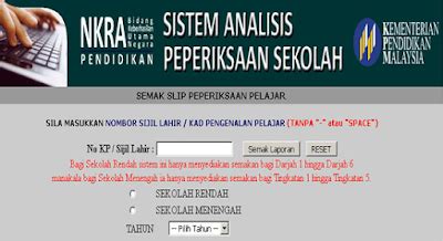 You'll be directed to this page: Semak Keputusan Peperiksaan Anak Secara Online ...