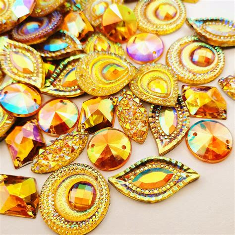 Mix Round Drop S Marquise Sew On Yellow Sewing Clothes Stones And