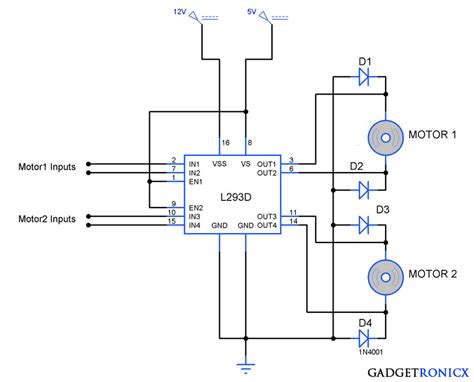 Bidirectional Motor Controller Circuit Using L293d Gadgetronicx