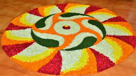 Onam Simple Pookalam Designs Onam Rangoli Designs With Flowers Images