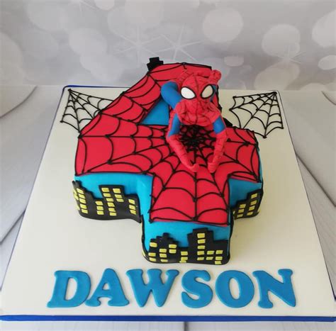 Number 4 Spider Man Cake Spiderman Cake Cake Shapes