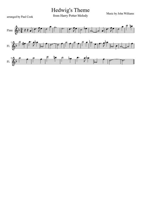 Hedwigs Theme Flute Sheet Music Flute Music Sheet Music