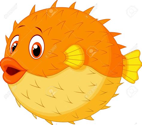 Puffer Fish Cartoon Fish Drawings Cartoon Sea Animals