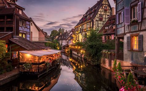 Download Wallpapers Colmar Alsace Beautiful French City Evening