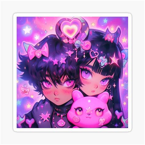 Cute Pink Anime Twins Sticker For Sale By Bubblegoth Redbubble