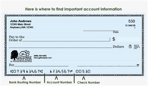 Check Image With Routing Number Account Number And Aba Routing