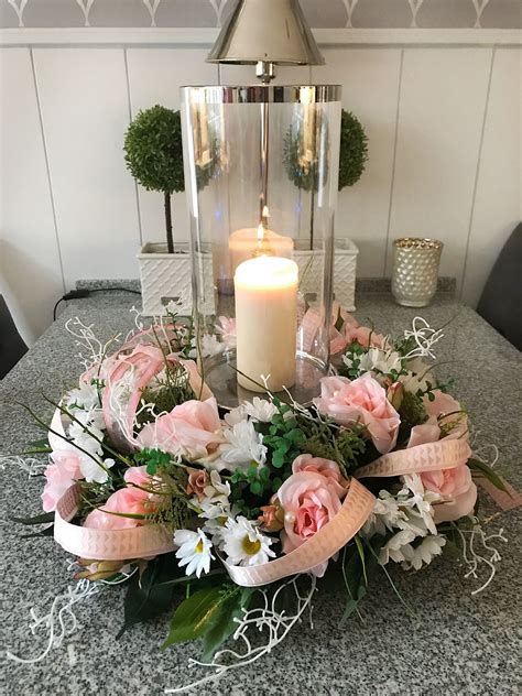 Flowers 💐 And Candle Centerpiece Can Use Artificial Flowers For