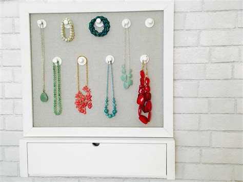 necklace jewelry organizer framed cork board diy fabric etsy