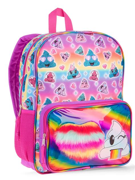 Emoji Rainbow Poop Girls Pink Child Backpack