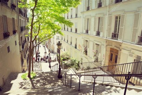 Morning Montmartre Staircase In Paris France — Stock Photo © Iakov
