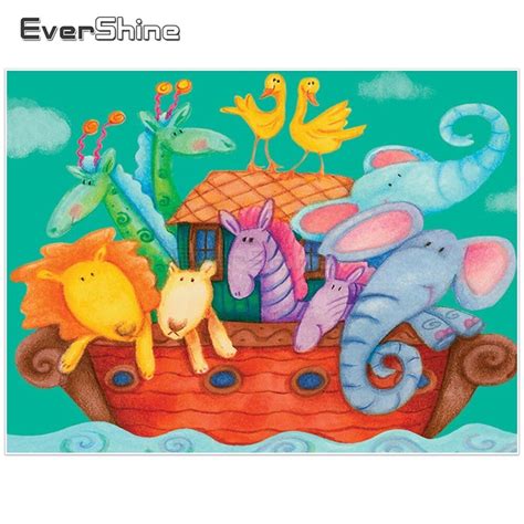 Evershine Diy Diamond Embroidery Cartoon Animals Picture Of Rhinestones