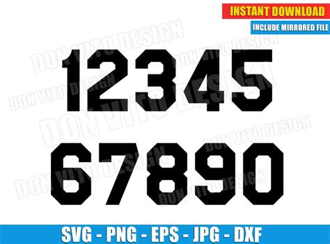 Jersey Uniform Popular Numbers Svg Dxf Png Sport Number Cut Files