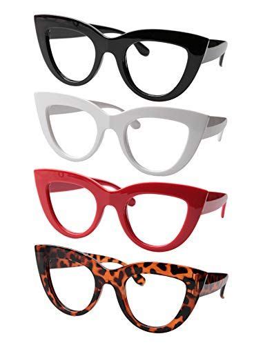 Soolala Womens 4 Pairs Value Pack Mixed Colors Cat Eye Reading Glasses