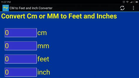 Cm Mm To Inch Feet Converter Tool Android Apps On