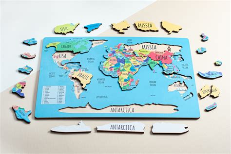 Kids World Map Puzzles For Kids Educational Toy Montessori Etsy