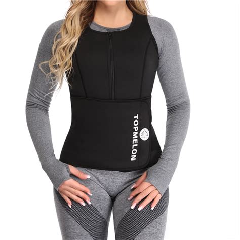 Women Neoprene Waist Trainer Vest Tops Zipper Push Up Vest Tummy