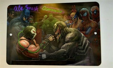 Bane Vs Venom Arm Wrestling Marvel Dc Comics 8x12 Metal Wall Etsy