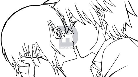 Two People Kissing Drawing Anime