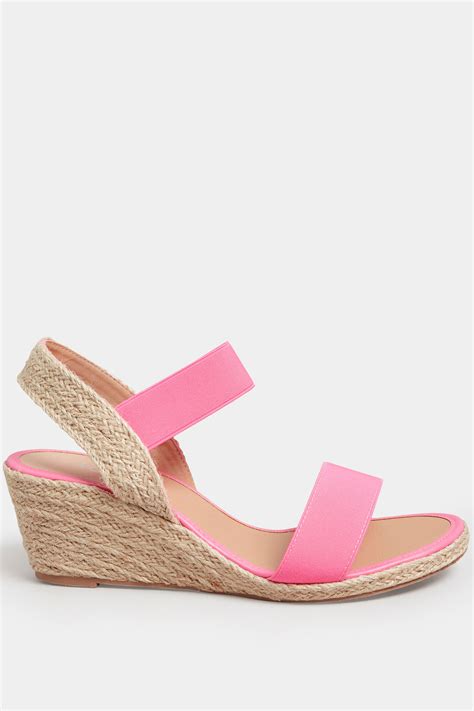 Pink Espadrille Wedges In Wide E Fit And Extra Wide Eee Fit Yours Clothing